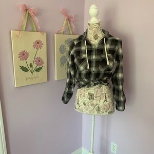 Columbia Plaid Hooded Button Down